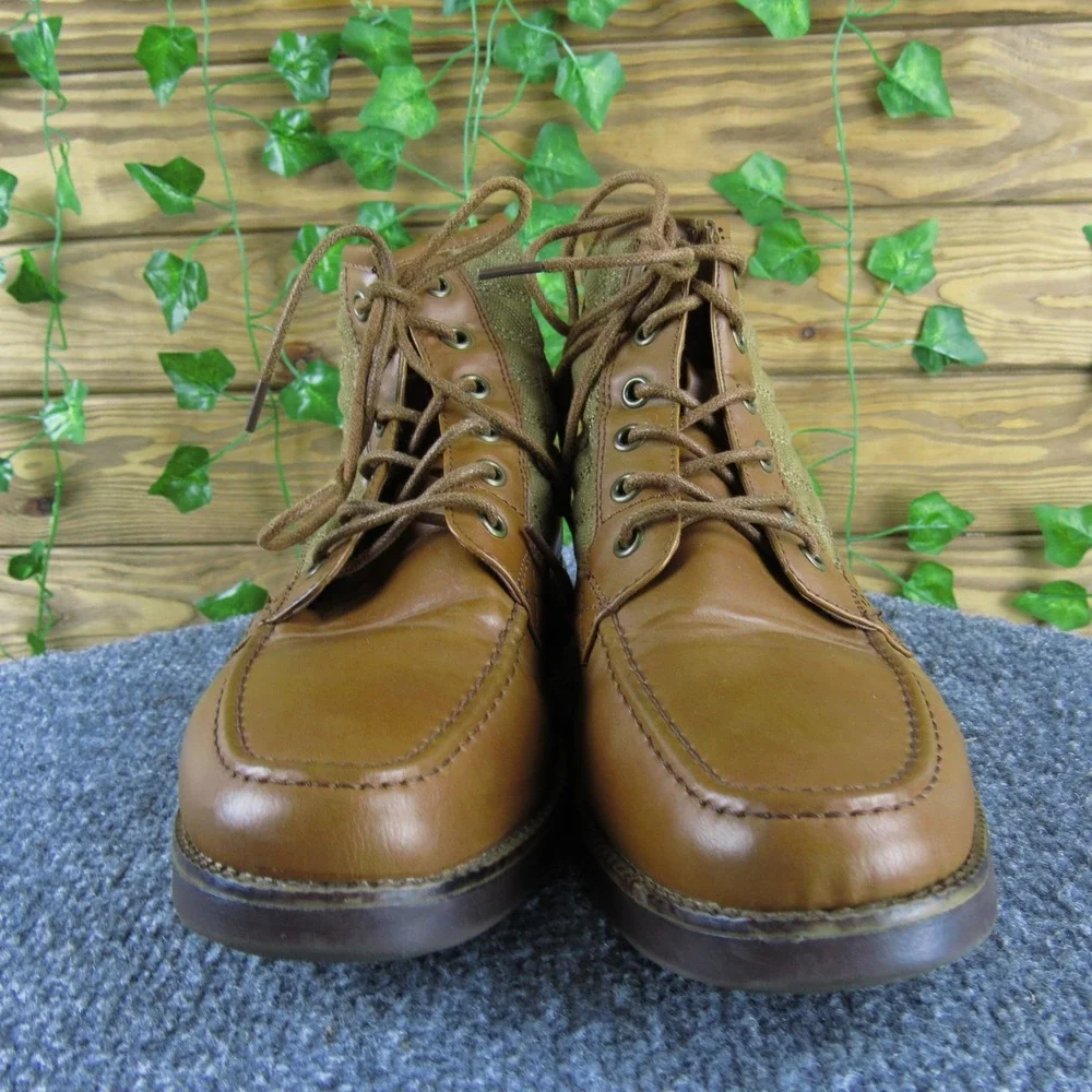 Harrison Myles Men 7.5 Brown Synthetic Canvas Lace Up Ankle Boots Casual Comfort